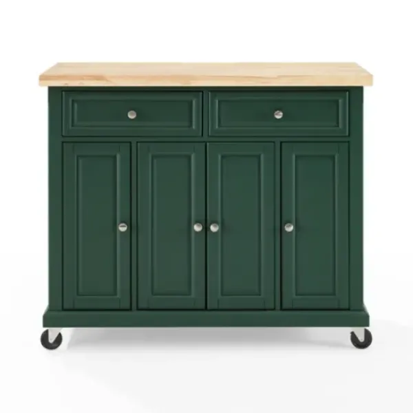 Kitchen Islands & Bar Carts-Kirkland's Home Gia Forest Green Wood Kitchen Island Green/Tan