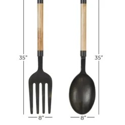 Wall Plaques-Kirkland's Home Giant 2-Pc. Spoon And Fork Wall Sculptures Tan/Black