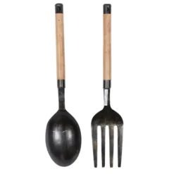 Wall Plaques-Kirkland's Home Giant 2-Pc. Spoon And Fork Wall Sculptures Tan/Black
