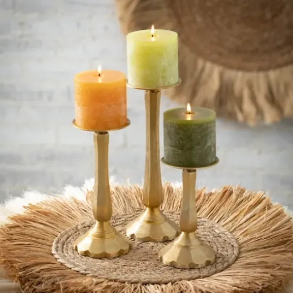 Candle Holders-Kirkland's Home Gilded En 3-Pc. Pillar Candle Holder Set Gold