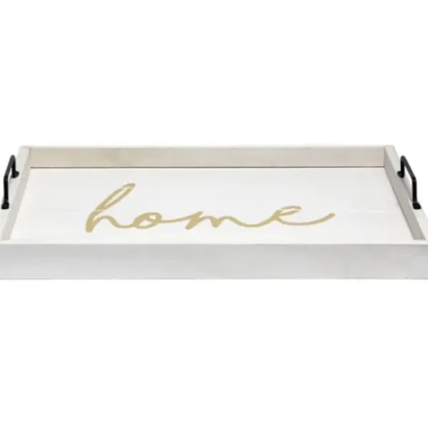 Decorative Trays-Kirkland's Home Gilded White Ceramic Trays, Set Of 2 White/Gold