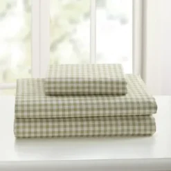 Bed Sheets-Kirkland's Home Gingham 3-Pc. Full Sheet Set Green