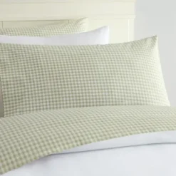 Bed Sheets-Kirkland's Home Gingham 3-Pc. Full Sheet Set Green