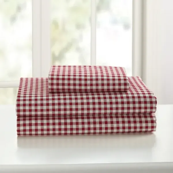 Bed Sheets-Kirkland's Home Gingham Queen 3-Pc. Sheet Set Red