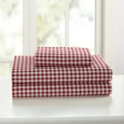 Bed Sheets-Kirkland's Home Gingham Twin 3-Pc. Sheet Set Red