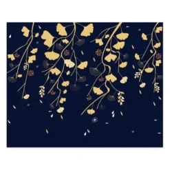 Wall Murals & Wall Decals-Kirkland's Home Gingko On Navy Peel And Stick Wall Mural Blue/Yellow