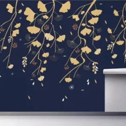 Wall Murals & Wall Decals-Kirkland's Home Gingko On Navy Peel And Stick Wall Mural Blue/Yellow