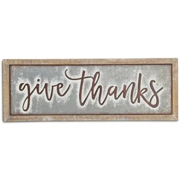 Wall Quotes & Signs-Kirkland's Home Give Thanks Sign Brown/Gray