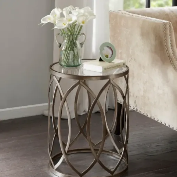 Accent & End Tables-Kirkland's Home Glass And Metal Accent Table Gold