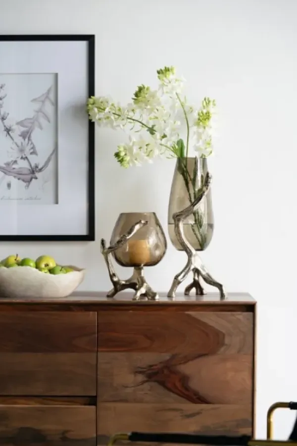 Candle Holders-Kirkland's Home Glass And Metal Driftwood Candle Holder Gold