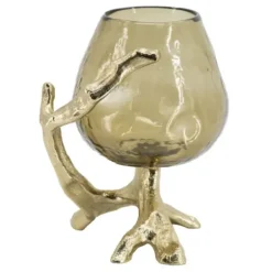 Candle Holders-Kirkland's Home Glass And Metal Driftwood Candle Holder Gold