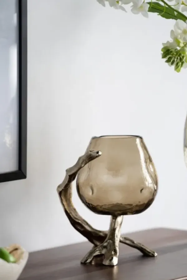 Candle Holders-Kirkland's Home Glass And Metal Driftwood Candle Holder Gold