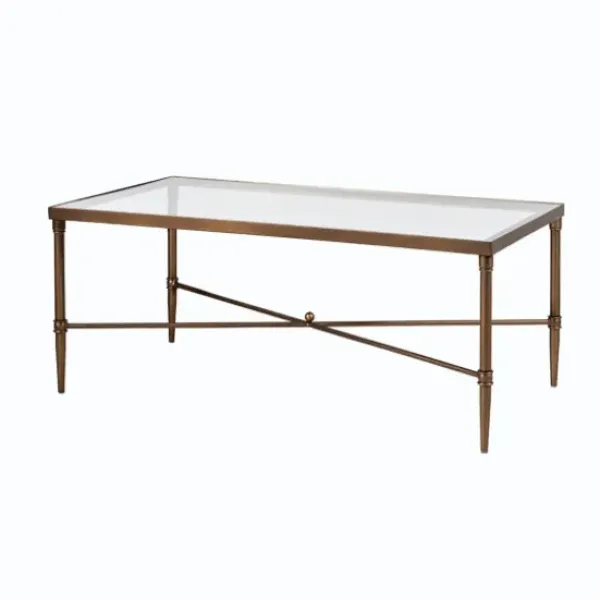Coffee Tables-Kirkland's Home Glass And Metal Rectangle Porter Coffee Table Gold