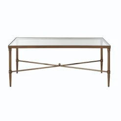 Coffee Tables-Kirkland's Home Glass And Metal Rectangle Porter Coffee Table Gold