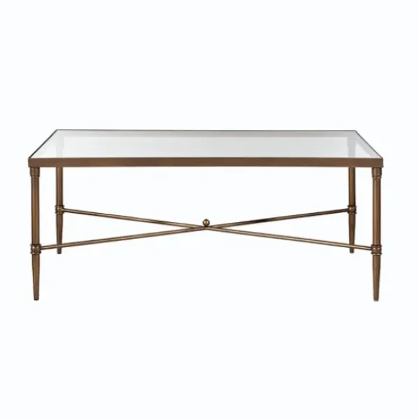 Coffee Tables-Kirkland's Home Glass And Metal Rectangle Porter Coffee Table Gold