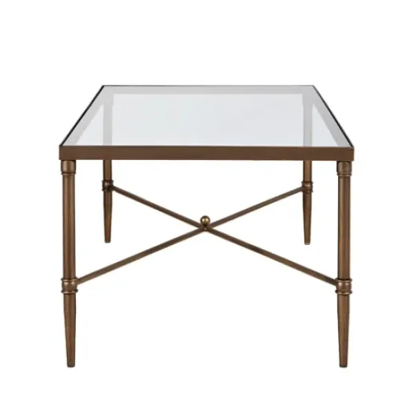 Coffee Tables-Kirkland's Home Glass And Metal Rectangle Porter Coffee Table Gold
