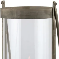 Lanterns-Kirkland's Home Glass And Rustic Metal Lantern Gray