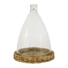 Decorative Accents-Kirkland's Home Glass And Wicker Base Cloche Tan/Clear