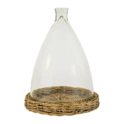 Decorative Accents-Kirkland's Home Glass And Wicker Base Cloche Tan/Clear