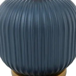 Table Lamps-Kirkland's Home Glass Base Round Velvet Shade Table Lamp Blue