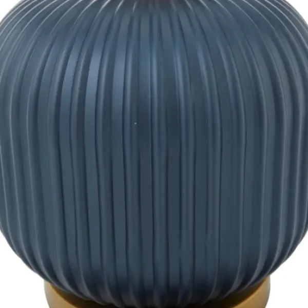 Table Lamps-Kirkland's Home Glass Base Round Velvet Shade Table Lamp Blue