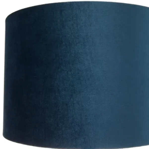 Table Lamps-Kirkland's Home Glass Base Round Velvet Shade Table Lamp Blue