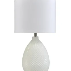Table Lamps-Kirkland's Home Glass Diamond Table Lamp White