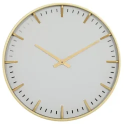 Clocks-Kirkland's Home Glass Frame Gold Accent Wall Clock White