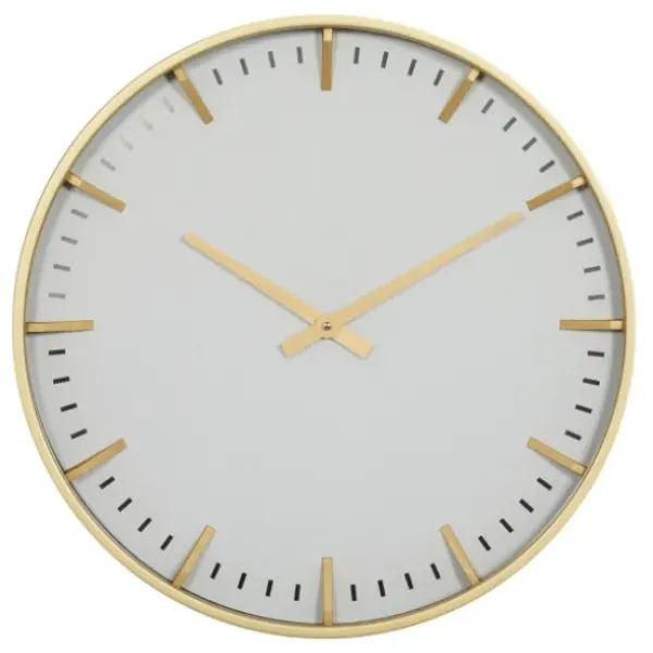 Clocks-Kirkland's Home Glass Frame Gold Accent Wall Clock White
