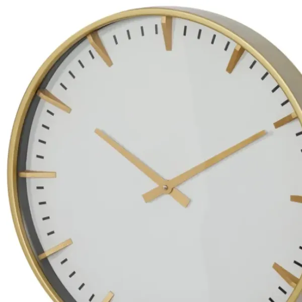 Clocks-Kirkland's Home Glass Frame Gold Accent Wall Clock White