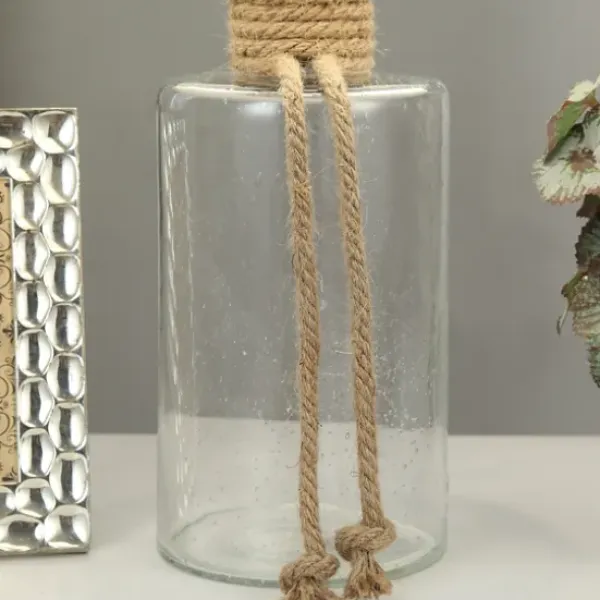 Table Lamps-Kirkland's Home Glass Jug Table Lamp With Rope Trim Tan