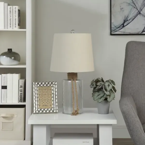 Table Lamps-Kirkland's Home Glass Jug Table Lamp With Rope Trim Tan
