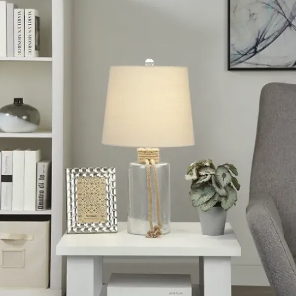 Table Lamps-Kirkland's Home Glass Jug Table Lamp With Rope Trim Tan