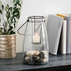 Lanterns-Kirkland's Home Glass Lantern With Metal Insert Clear
