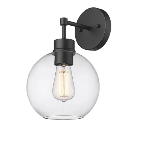 Outdoor Lighting-Kirkland's Home Glass Orb Outdoor Sconce Light Black