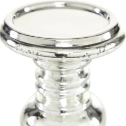 Candle Holders-Kirkland's Home Glass Ornate 2-Pc. Pillar Candle Holder Set Silver