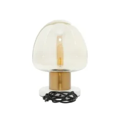 Table Lamps-Kirkland's Home Glass Shade Gold Mushroom Table Lamp Clear