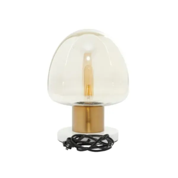 Table Lamps-Kirkland's Home Glass Shade Gold Mushroom Table Lamp Clear