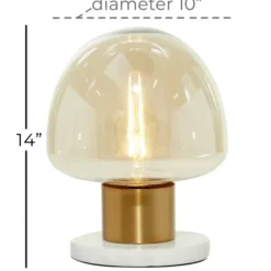 Table Lamps-Kirkland's Home Glass Shade Gold Mushroom Table Lamp Clear