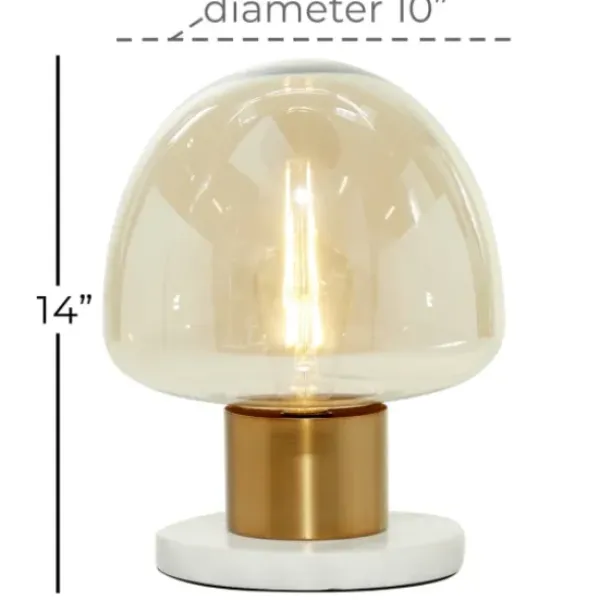 Table Lamps-Kirkland's Home Glass Shade Gold Mushroom Table Lamp Clear