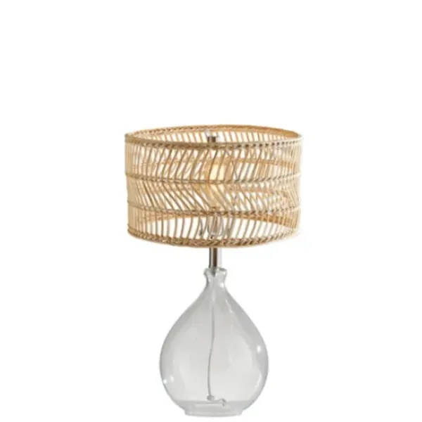 Table Lamps-Kirkland's Home Glass Teardrop Natural Rat Table Lamp Tan