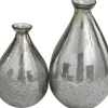 Vases-Kirkland's Home Glass Teardrop Textured Vases, Set Of 2 Silver