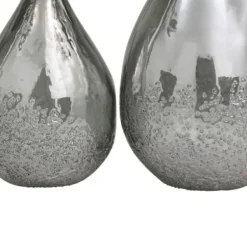 Vases-Kirkland's Home Glass Teardrop Textured Vases, Set Of 2 Silver