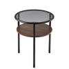 Accent & End Tables-Kirkland's Home Glass Top Accent Table With Wood Shelf Gray