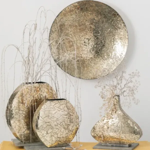 Vases-Kirkland's Home Glass Wire Wrapped 3-Pc. Vase Set Gold