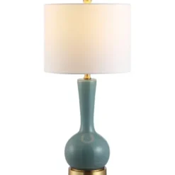 Table Lamps-Kirkland's Home Glazed Blue Glass Teardrop Table Lamp White