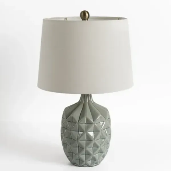 Table Lamps-Kirkland's Home Glazed Dusty Blue Geo Table Lamp Ivory