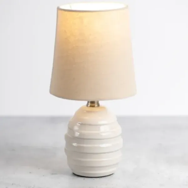 Table Lamps-Kirkland's Home Glazed Ivory Stride Mini Table Lamp Tan