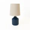 Table Lamps-Kirkland's Home Glazed Navy Ribbed Mini Table Lamp Tan