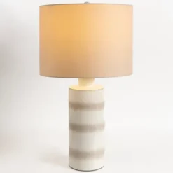 Table Lamps-Kirkland's Home Glazed Sand Stripes Table Lamp Tan